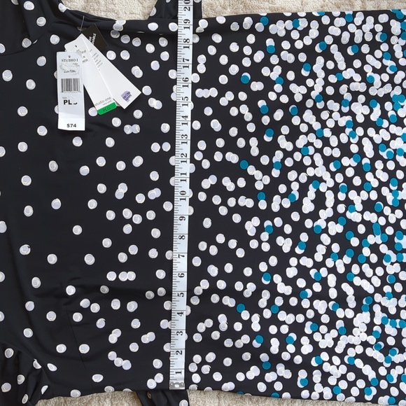 NWT Studio One NY Polka Dot Shift Dress w/Belt LP Black White Teal - Picture 14 of 16